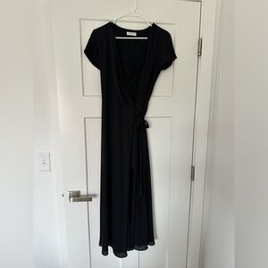 Aritzia Babaton black maxi wrap dress